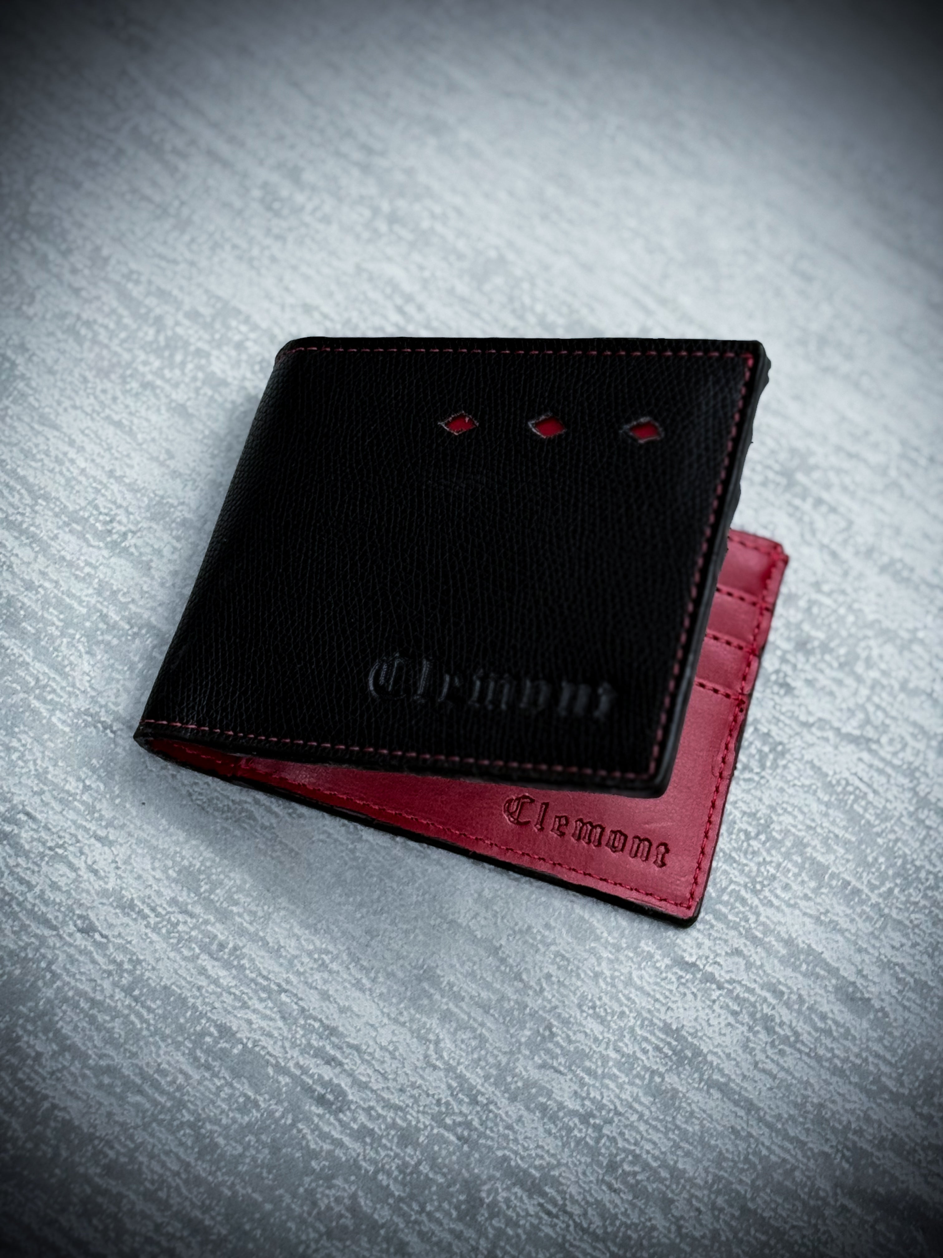 Billetera Clemont Negra con Detalles rojos